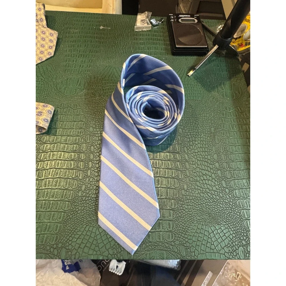 Bruno Piattelli Roma Mens‎ Tie Light Blue White Diagonal Stripe Made in Italy